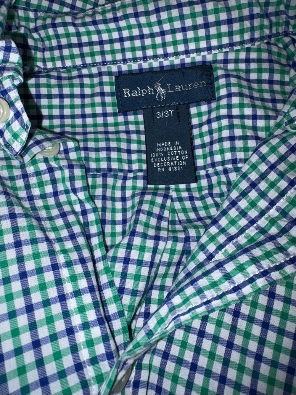 Ralph Lauren Blue & Green Gingham Button-Down Shirt